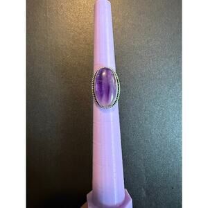 Natural Stone Amethyst 925 Silver Plated Ring 7.75